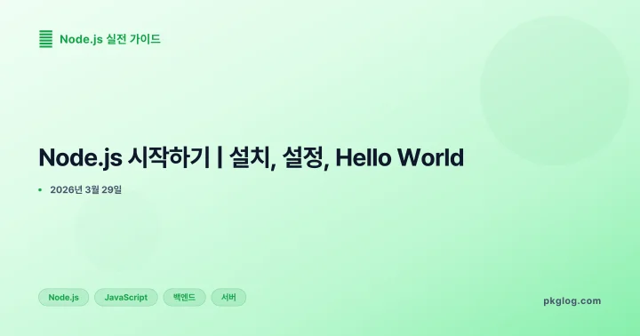 [2026] Node.js 시작하기 | 설치, 설정, Hello World
