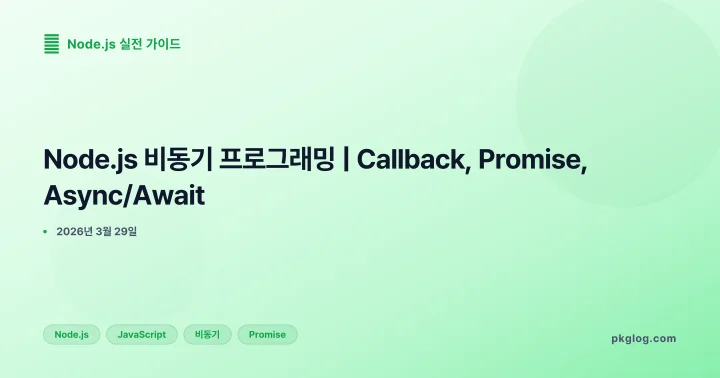 [2026] Node.js 비동기 프로그래밍 | Callback, Promise, Async/Await