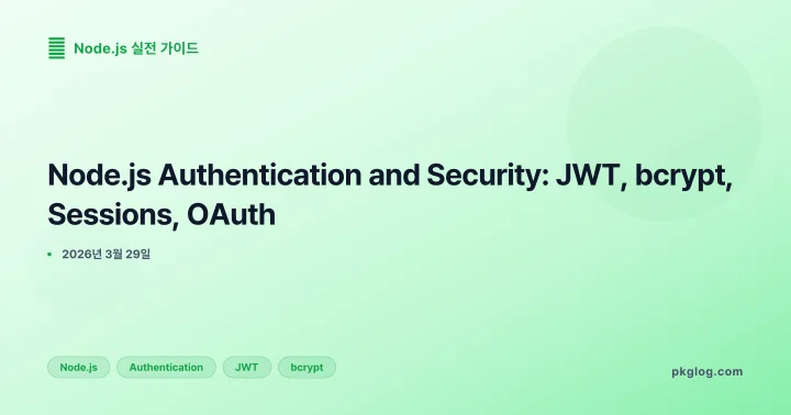 [2026] Node.js Authentication and Security: JWT, bcrypt, Sessions, OAuth
