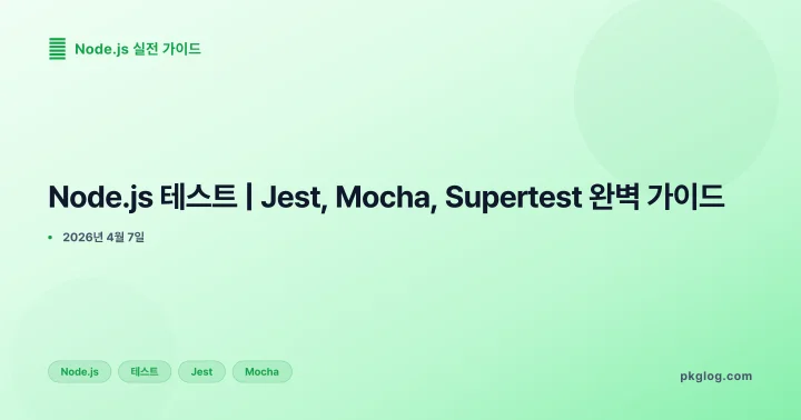 [2026] Node.js 테스트 | Jest, Mocha, Supertest 완벽 가이드