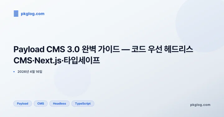 Payload CMS 3.0 완벽 가이드 — 코드 우선 헤드리스 CMS·Next.js·타입세이프