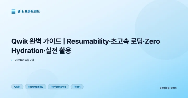 [2026] Qwik 완벽 가이드 | Resumability·초고속 로딩·Zero Hydration·실전 활용