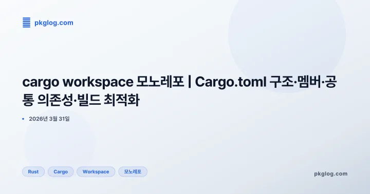 [2026] cargo workspace 모노레포 | Cargo.toml 구조·멤버·공통 의존성·빌드 최적화