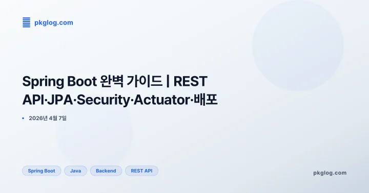 [2026] Spring Boot 완벽 가이드 | REST API·JPA·Security·Actuator·배포