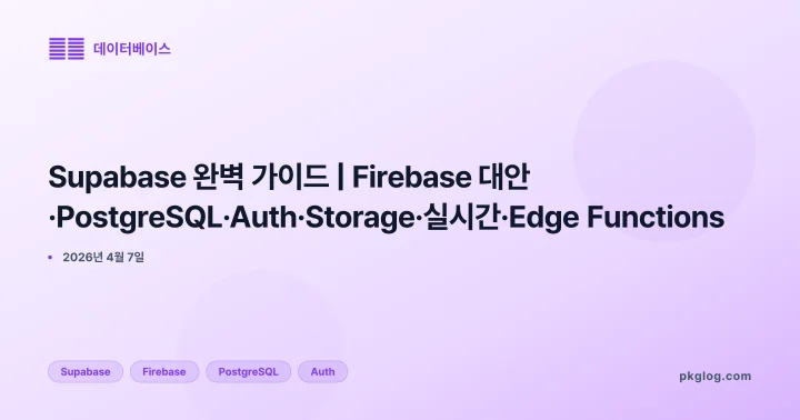 [2026] Supabase 완벽 가이드 | Firebase 대안·PostgreSQL·Auth·Storage·실시간·Edge Functions