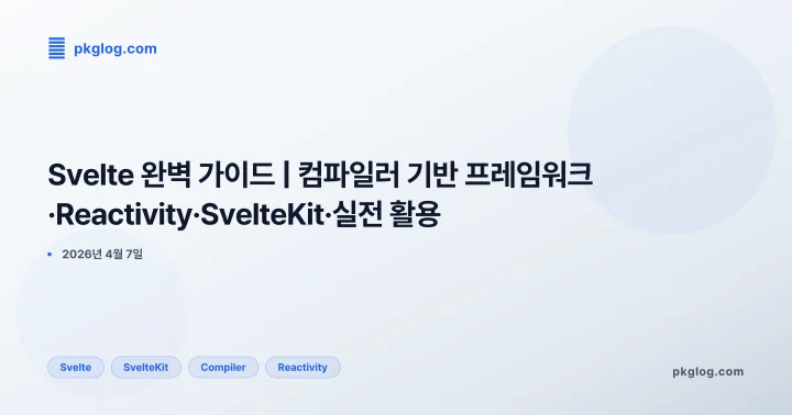 [2026] Svelte 완벽 가이드 | 컴파일러 기반 프레임워크·Reactivity·SvelteKit·실전 활용