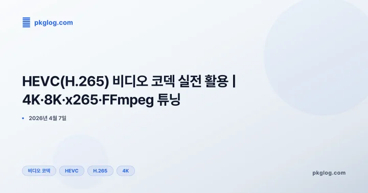[2026] HEVC(H.265) 비디오 코덱 실전 활용 | 4K·8K·x265·FFmpeg 튜닝