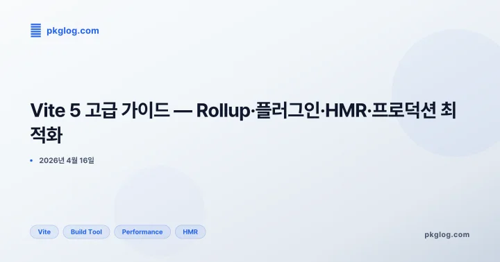 Vite 5 고급 가이드 — Rollup·플러그인·HMR·프로덕션 최적화
