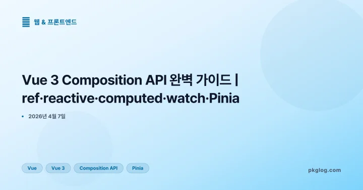 [2026] Vue 3 Composition API 완벽 가이드 | ref·reactive·computed·watch·Pinia