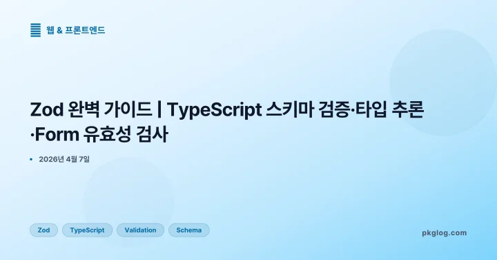 [2026] Zod 완벽 가이드 | TypeScript 스키마 검증·타입 추론·Form 유효성 검사